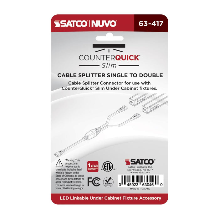 SATCO/NUVO Cable Splitter Single To Double White Finish (63-417)