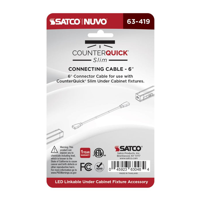 SATCO/NUVO Connecting Cable 6-Inch White Finish (63-419)