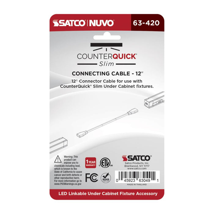 SATCO/NUVO Connecting Cable 12-Inch White Finish (63-420)