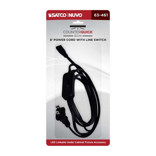 SATCO/NUVO 8-Foot Power Cord Line Switch Black Finish (63-461)