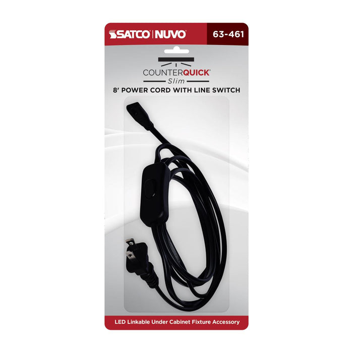 SATCO/NUVO 8-Foot Power Cord Line Switch Black Finish (63-461)