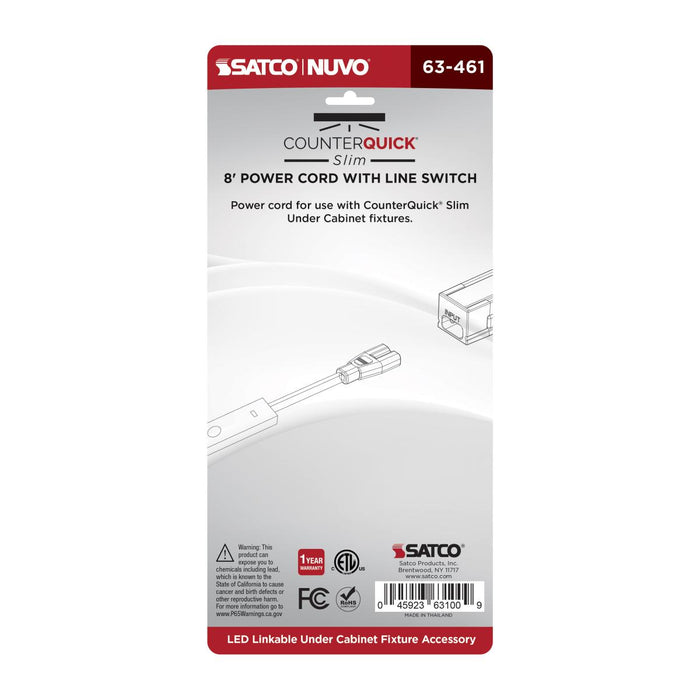 SATCO/NUVO 8-Foot Power Cord Line Switch Black Finish (63-461)
