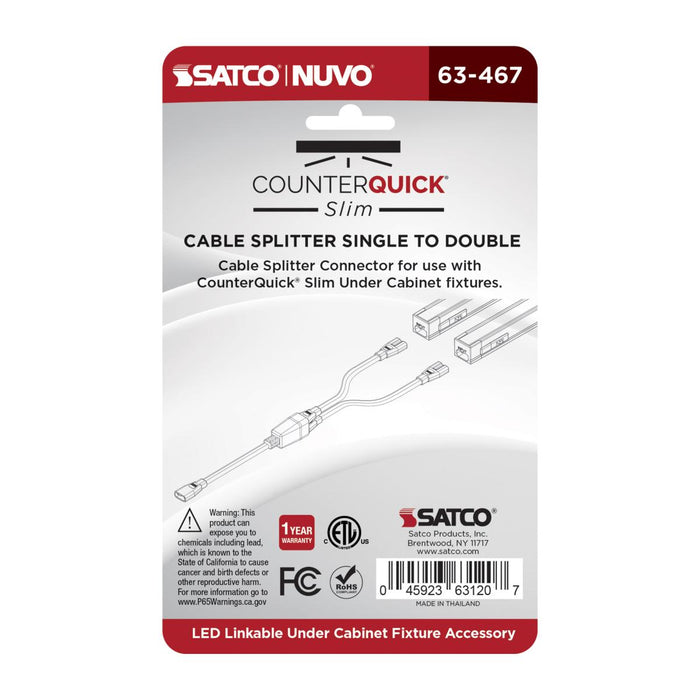 SATCO/NUVO Cable Splitter Single To Double Black Finish (63-467)