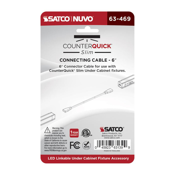 SATCO/NUVO Connecting Cable 6-Inch Black Finish (63-469)