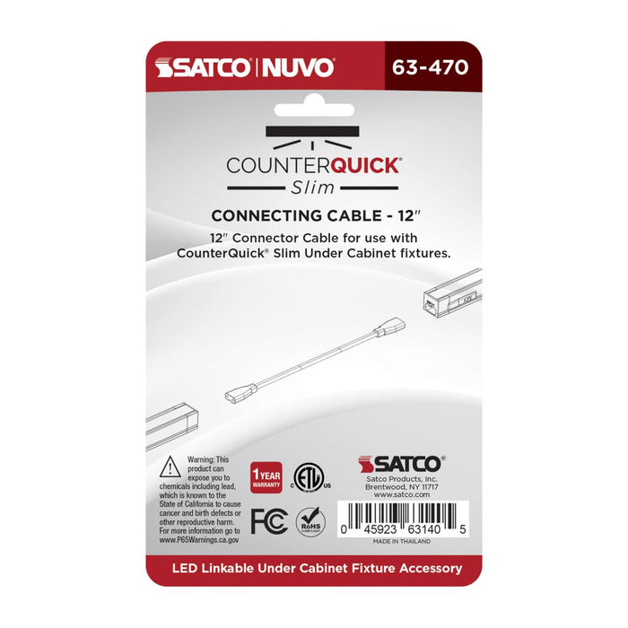 SATCO/NUVO Connecting Cable 12-Inch Black Finish (63-470)