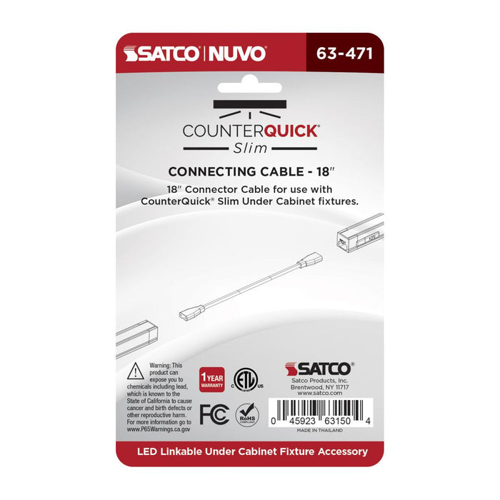 SATCO/NUVO Connecting Cable 18-Inch Black Finish (63-471)