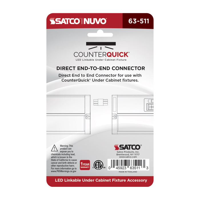 SATCO/NUVO CounterQuick Under Cabinet LED End To End Connector (63-511)
