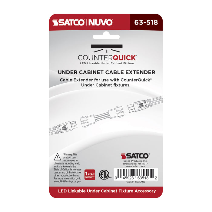 SATCO/NUVO CounterQuick Under Cabinet LED Linkable Cable Extender (63-518)