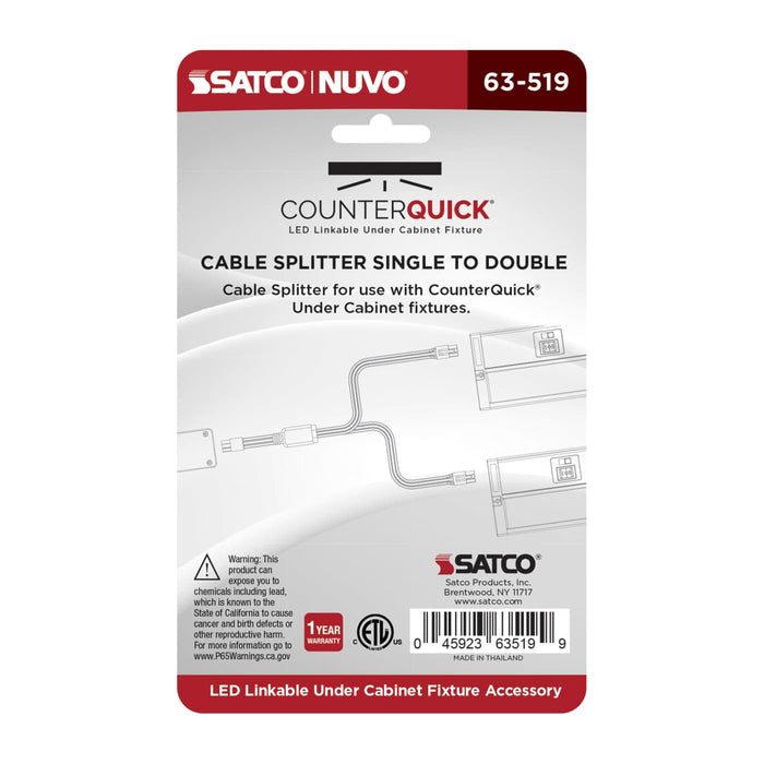 SATCO/NUVO Y-Splitter For Under Cabinet LED Fixtures White Finish (63-519)