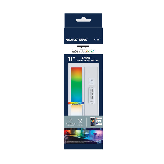 SATCO/NUVO 11 Inch LED RGB Smart Under Cabinet Light 6.5W 120V White (63-551)