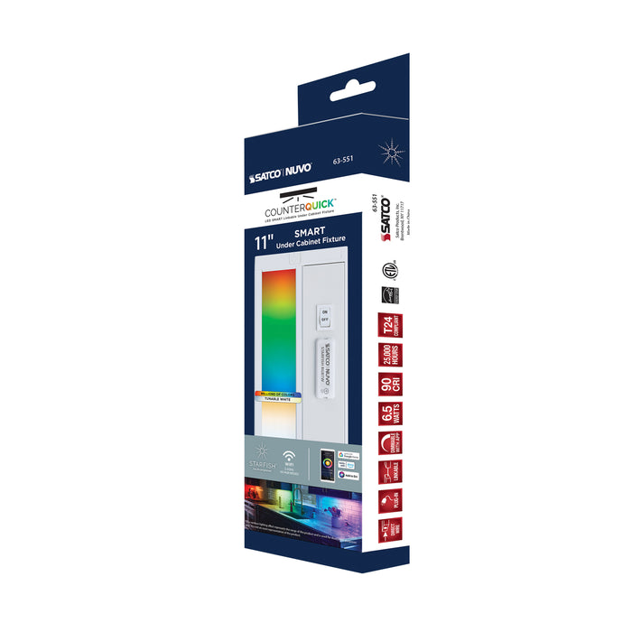 SATCO/NUVO 11 Inch LED RGB Smart Under Cabinet Light 6.5W 120V White (63-551)