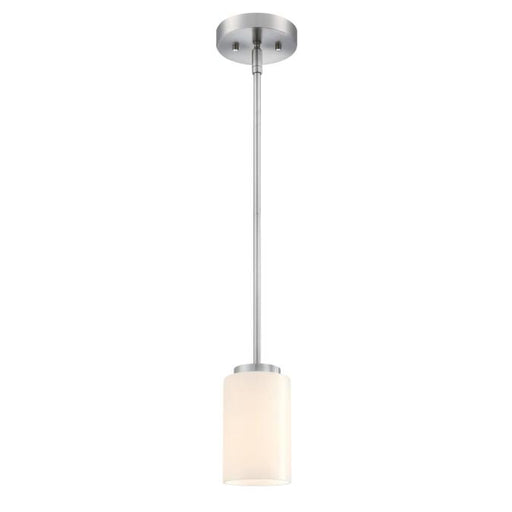 Westinghouse Shamus One-Light Indoor Mini Pendant Brushed Nickel Finish White Opal Glass (63187LE)
