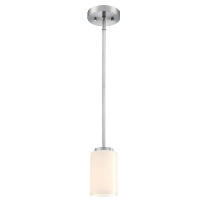 Westinghouse Shamus One-Light Indoor Mini Pendant Brushed Nickel Finish White Opal Glass (63187LE)