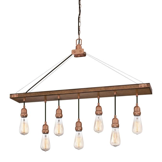Westinghouse Elway 7 Light Chandelier Barnwood Finish With Washed Copper Accents (6351400)