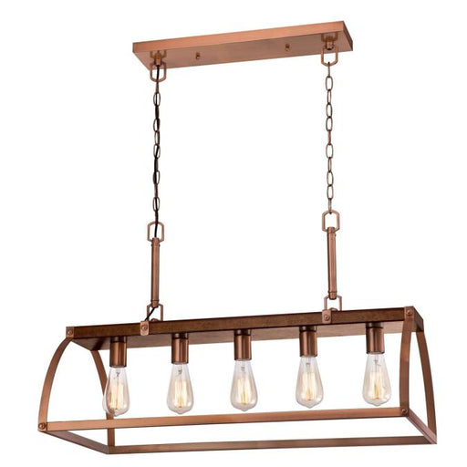 Westinghouse Oak Lane 5 Light Chandelier Barnwood Finish With Washed Copper Accents (6351600)