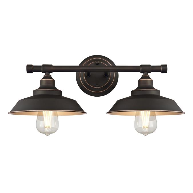 Westinghouse Iron Hill 2 Light Wall Mount Fixture Oil Rubbed Bronze Finish With Highlights (6354800)