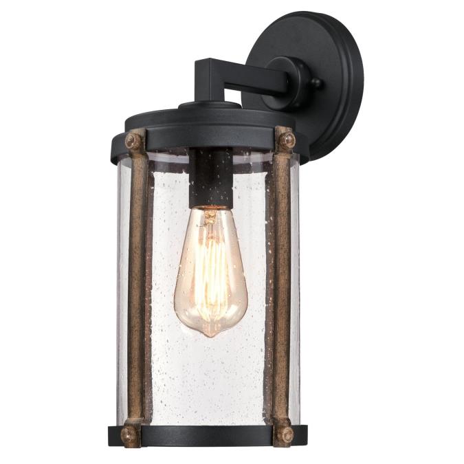 Westinghouse Armin Wall Mount Fixture Textured Black Finish With Barnwood Accents (6358800)