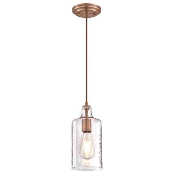 Westinghouse Mini Pendant Washed Copper Finish Clear Textured Glass (6371500)