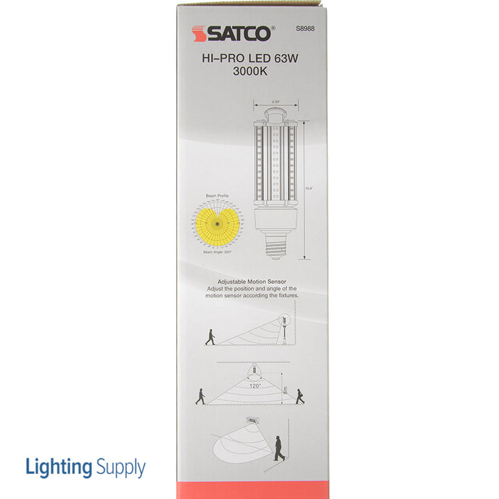 SATCO/NUVO Hi-Pro 63W/LED/HID/3K/MS/100-277V 63W LED Corn Cob HID Replacement 3000K Mogul Base 100-277V (S8988)