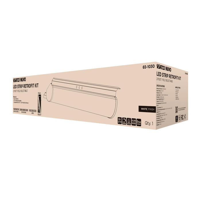 SATCO/NUVO 2 Foot LED Strip Retrofit Kit Wattage/CCT Selectable 15W/20W/25W 3500K/4000K/5000K 120-277V 80 CRI 0-10V Dimming White (65-1030)