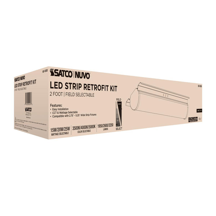 SATCO/NUVO 2 Foot LED Strip Retrofit Kit Wattage/CCT Selectable 15W/20W/25W 3500K/4000K/5000K 120-277V 80 CRI 0-10V Dimming White (65-1030)
