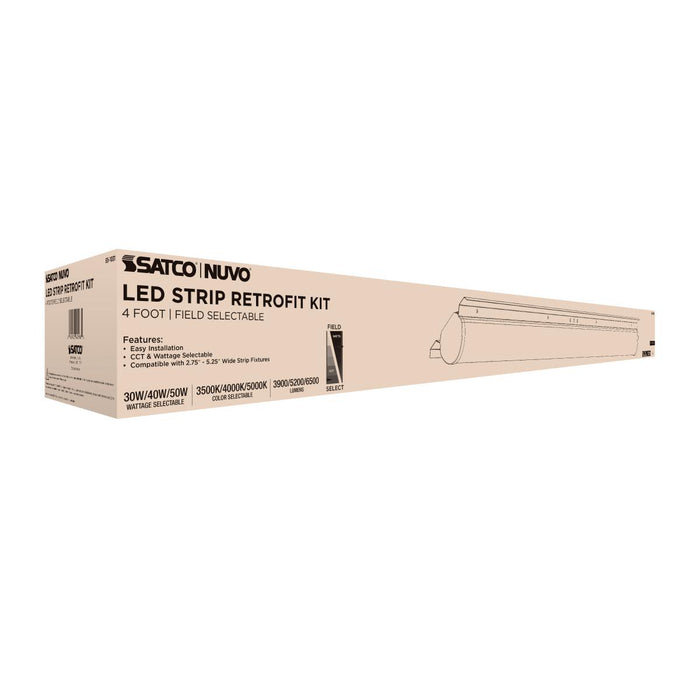 SATCO/NUVO 4 Foot LED Strip Retrofit Kit Wattage/CCT Selectable 30W/40W/50W 3500K/4000K/5000K 120-277V 80 CRI 0-10V Dimming White (65-1031)