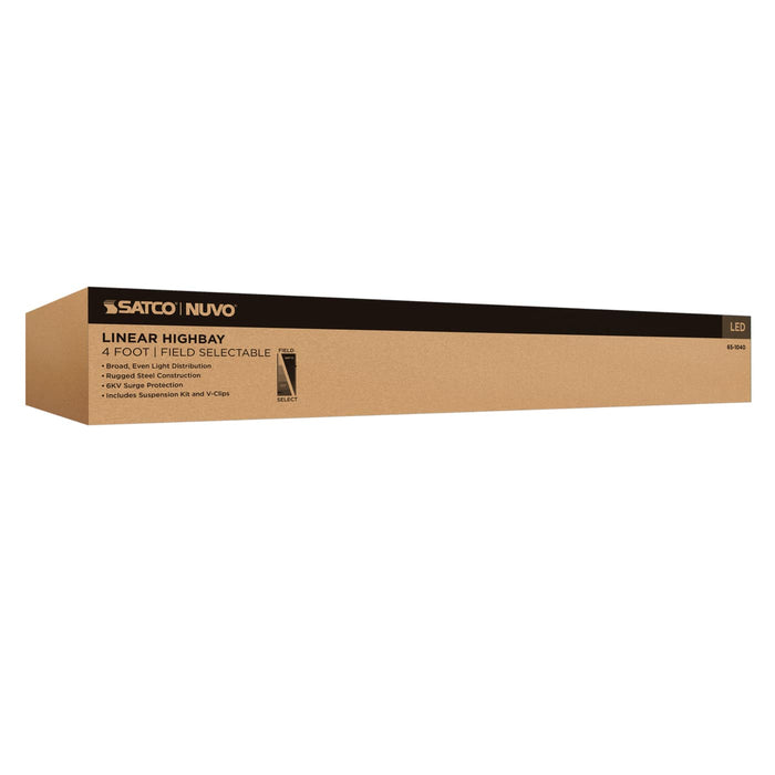 SATCO/NUVO 4-Foot LED Linear High Bay Wattage/CCT Selectable 200W/150W/100W 3500K/4000K/5000K 120-277V White Finish (65-1040)