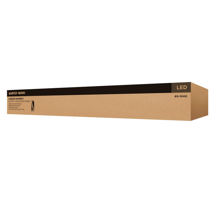 SATCO/NUVO 4-Foot LED Linear High Bay Wattage/CCT Selectable 200W/150W/100W 3500K/4000K/5000K 120-277V White Finish (65-1040)