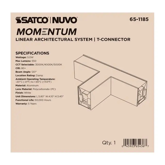 SATCO/NUVO T-Connector For LED Linear System White (65-1185)