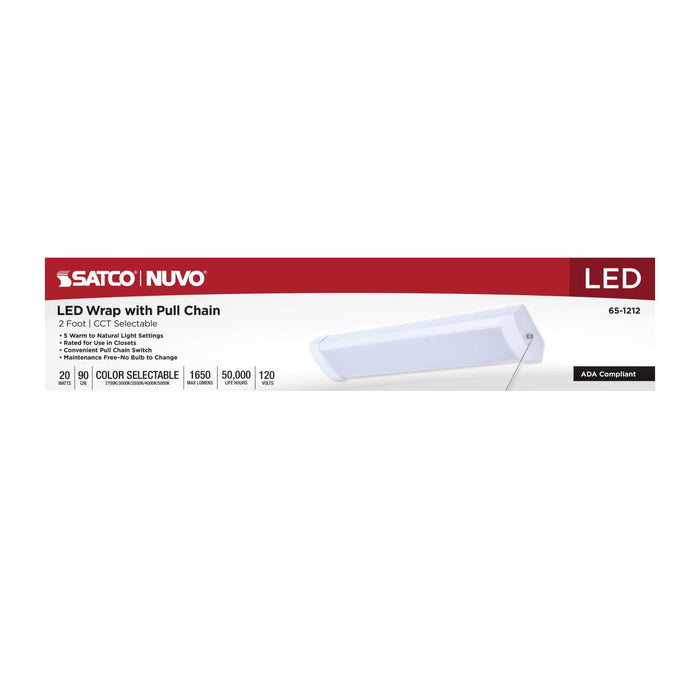 SATCO/NUVO LED 2 Foot Ceiling Wrap With Pull Chain 20W CCT Selectable 2700K/3000K/3500K/4000K/5000K White Finish 120V (65-1212)