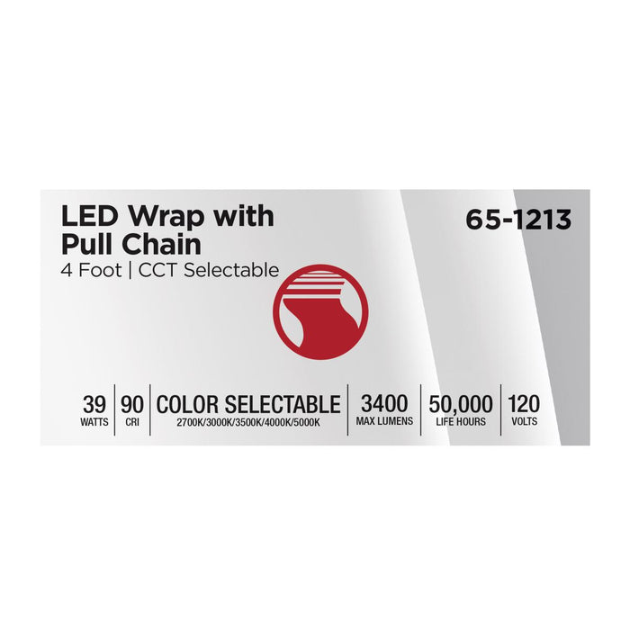 SATCO/NUVO LED 4 Foot Ceiling Wrap With Pull Chain 39W CCT Selectable 2700K/3000K/3500K/4000K/5000K White Finish 120V (65-1213)