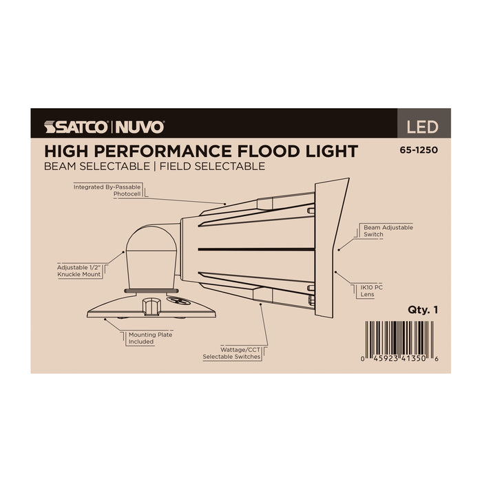 SATCO/NUVO LED Flood Wattage/CCT Selectable 25W/20W/15W 3000K/4000K/5000K 0-10V Dimming 70 CRI Bronze (65-1250)