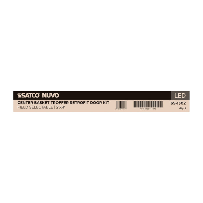 SATCO/NUVO LED 2X4 Center Basket Troffer Retrofit Kit Wattage/CCT Selectable 50W/40W/30W 3500K/4000K/5000K Dimmable 120-277V Matte White Finish (65-1302)