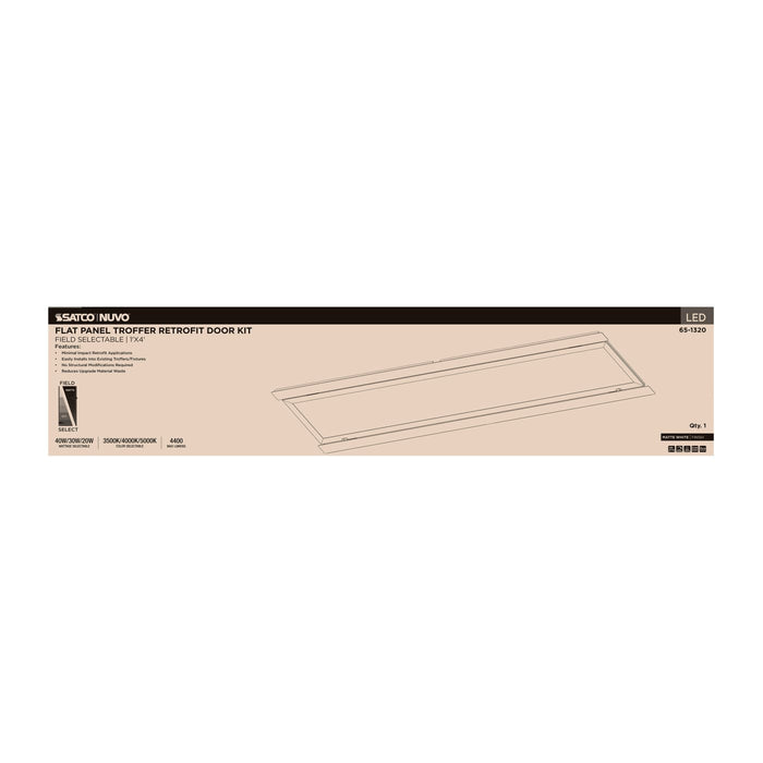 SATCO/NUVO LED 1X4 Flat Panel Troffer Retrofit Kit Wattage/CCT Selectable 40W/30W/20W 3500K/4000K/5000K Dimmable 120-277V Matte White Finish (65-1320)