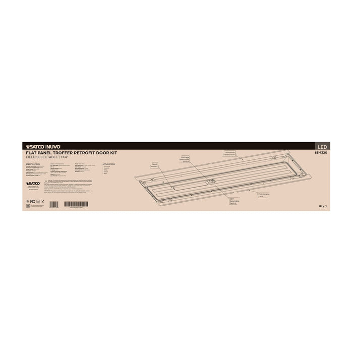 SATCO/NUVO LED 1X4 Flat Panel Troffer Retrofit Kit Wattage/CCT Selectable 40W/30W/20W 3500K/4000K/5000K Dimmable 120-277V Matte White Finish (65-1320)
