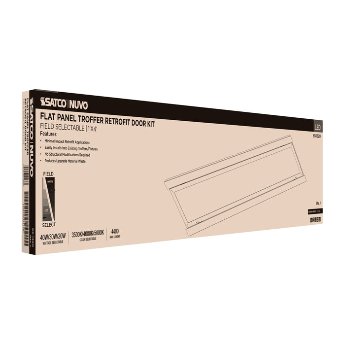SATCO/NUVO LED 1X4 Flat Panel Troffer Retrofit Kit Wattage/CCT Selectable 40W/30W/20W 3500K/4000K/5000K Dimmable 120-277V Matte White Finish (65-1320)