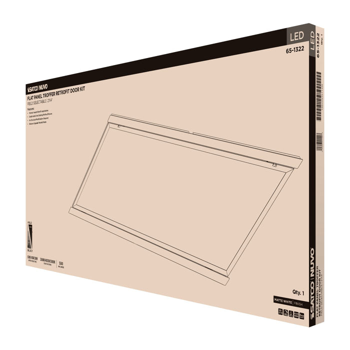 SATCO/NUVO LED 2X4 Flat Panel Troffer Retrofit Kit Wattage/CCT Selectable 50W/40W/30W 3500K/4000K/5000K Dimmable 120-277V Matte White Finish (65-1322)
