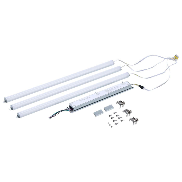 SATCO/NUVO LED Light Bar Retrofit Kit Wattage/CCT Selectable 40W/35/30W/25W/20W 3000K/3500K/4000K/5000K/6500K 120-277V 80 CRI 3-Bars 2 Foot Silver (65-1332)