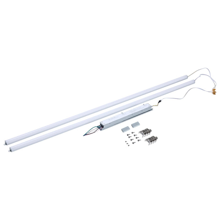 SATCO/NUVO LED Light Bar Retrofit Kit Wattage/CCT Selectable 50W/45W/40W/35W/30W 3000K/3500K/4000K/5000K/6500K 120-277V 80 CRI 2-Bars 4 Foot Silver (65-1334)