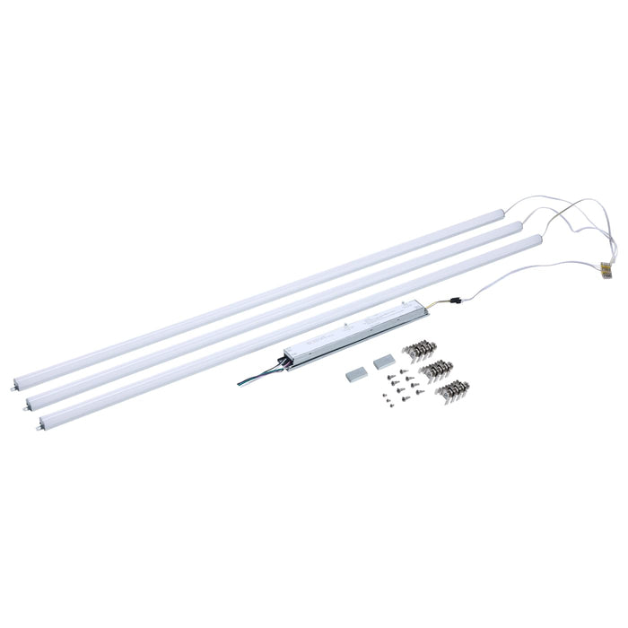 SATCO/NUVO LED Light Bar Retrofit Kit Wattage/CCT Selectable 50W/45W/40W/35W/30W 3000K/3500K/4000K/5000K/6500K 120-277V 80 CRI 3-Bars 4 Foot Silver (65-1336)