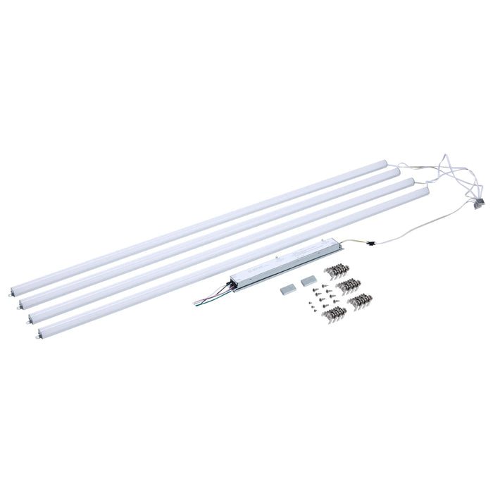 SATCO/NUVO LED Light Bar Retrofit Kit Wattage/CCT Selectable 50W/45W/40W/35W/30W 3000K/3500K/4000K/5000K/6500K 120-277V 80 CRI 4-Bars 4 Foot Silver (65-1337)