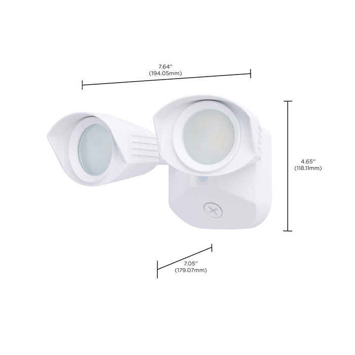 SATCO/NUVO 20W LED Square Dual Head Security Flood Light CCT Selectable 3000K/4000K/5000K 80 CRI 120-277V White Finish (65-1400)