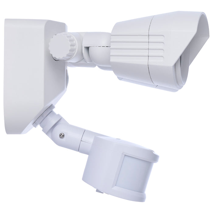 SATCO/NUVO 20W LED Square Dual Head Security Flood Light CCT Selectable 3000K/4000K/5000K 80 CRI 120-277V White Finish Motion Sensor (65-1401)