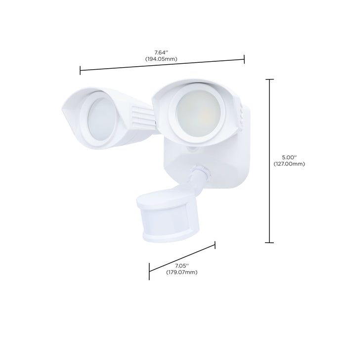 SATCO/NUVO 20W LED Square Dual Head Security Flood Light CCT Selectable 3000K/4000K/5000K 80 CRI 120-277V White Finish Motion Sensor (65-1401)