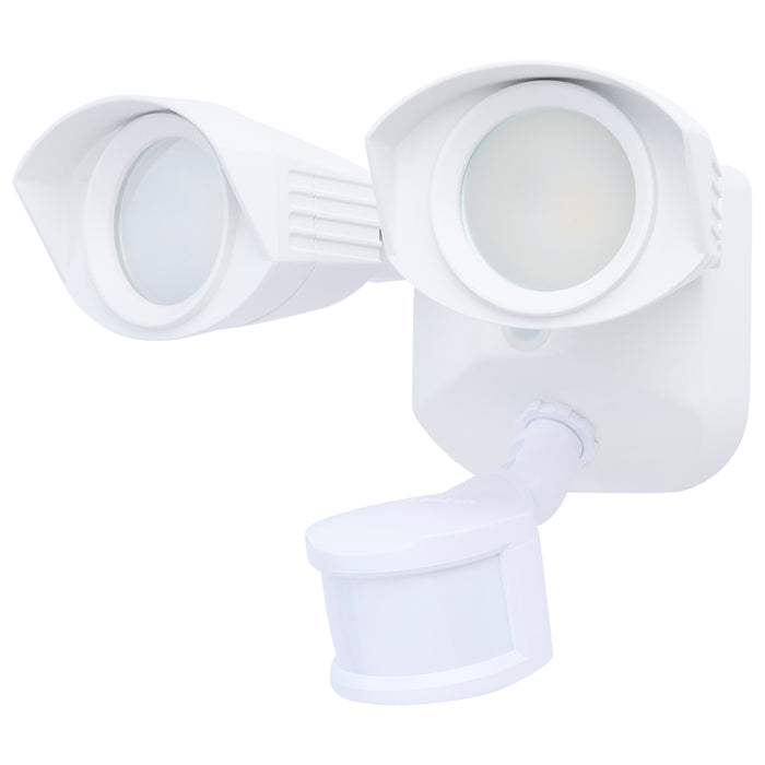 SATCO/NUVO 20W LED Square Dual Head Security Flood Light CCT Selectable 3000K/4000K/5000K 80 CRI 120-277V White Finish Motion Sensor (65-1401)