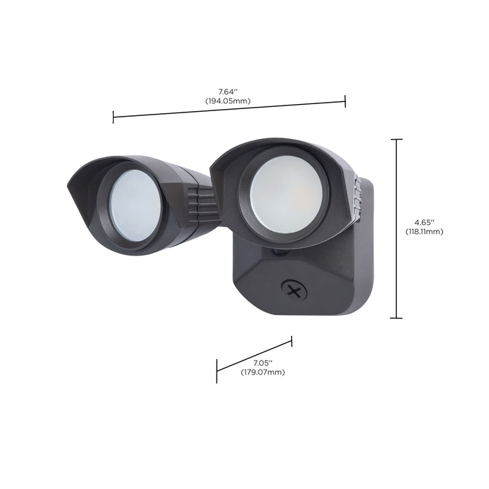 SATCO/NUVO 20W LED Square Dual Head Security Flood Light CCT Selectable 3000K/4000K/5000K 80 CRI 120-277V Bronze Finish (65-1402)