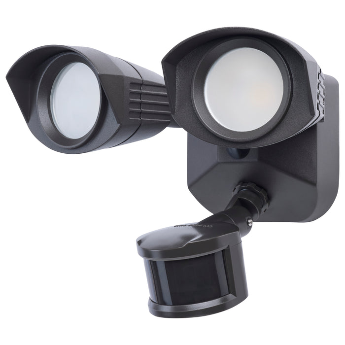 SATCO/NUVO 20W LED Square Dual Head Security Flood Light CCT Selectable 3000K/4000K/5000K 80 CRI 120-277V Bronze Finish Motion Sensor (65-1403)