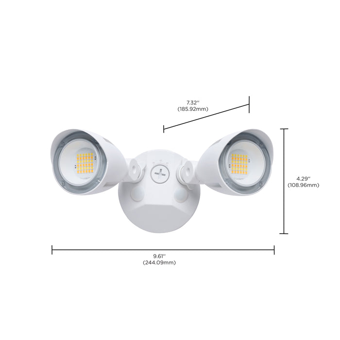 SATCO/NUVO 20W LED Dual Bullet Head Security Flood Light CCT Selectable 3000K/4000K/5000K 80 CRI 120-277V White Finish (65-1410)