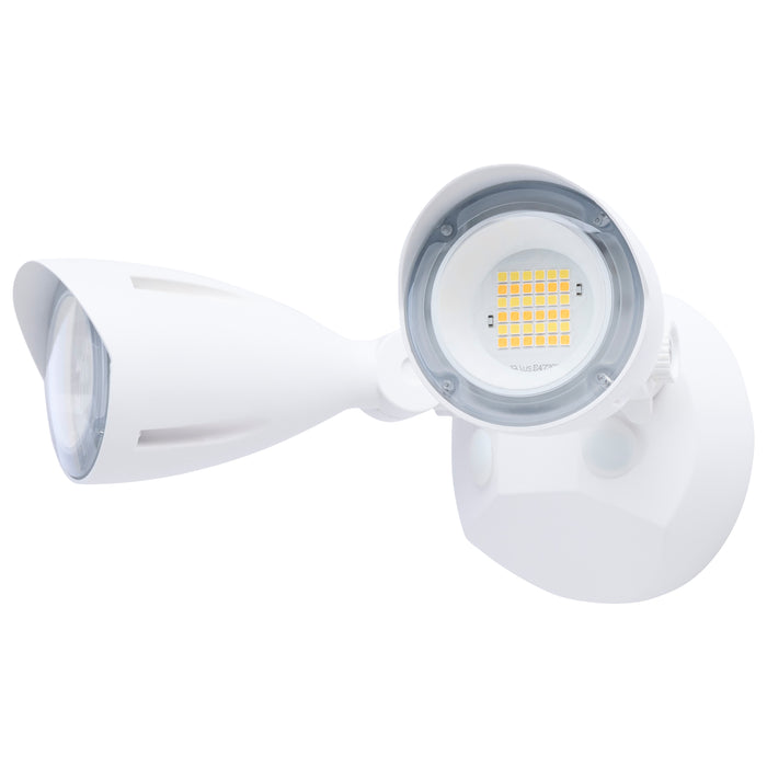 SATCO/NUVO 20W LED Dual Bullet Head Security Flood Light CCT Selectable 3000K/4000K/5000K 80 CRI 120-277V White Finish (65-1410)
