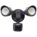 SATCO/NUVO 20W LED Dual Bullet Head Security Flood Light CCT Selectable 3000K/4000K/5000K 80 CRI 120-277V Bronze Finish Motion Sensor (65-1413)